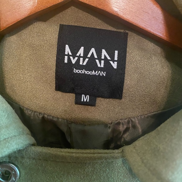 Men’s boohoo MAN Khaki/Olive Faux Suede Biker Jacket - Size M /NWOT - Picture 7 of 9